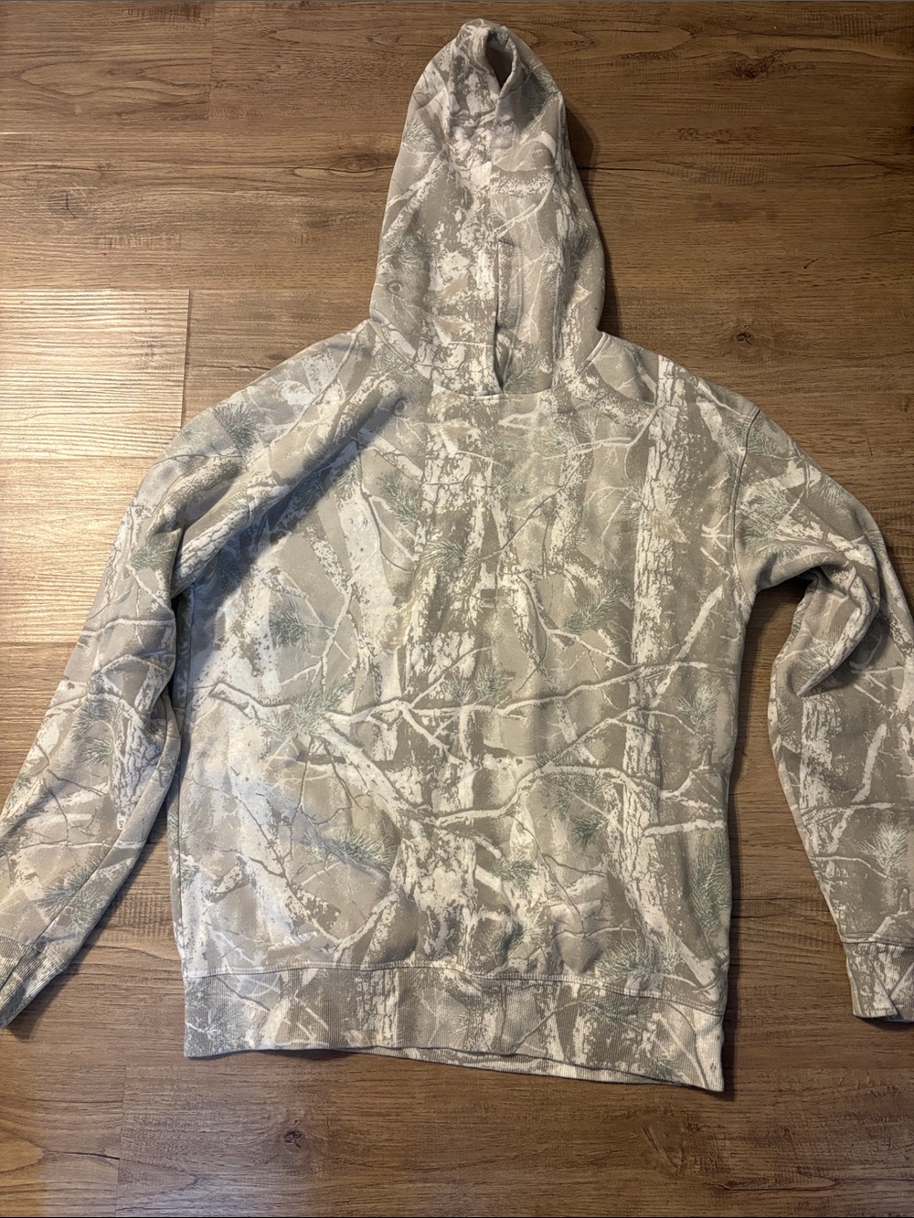 Camo-Pattern Hooded Sweatshirt - Gray/White